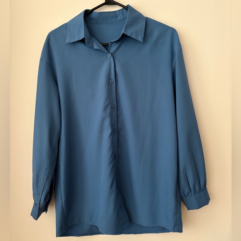 Classic azur Blue Button-Up shirt taille S/M